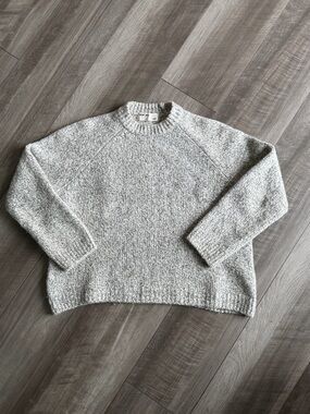 Evam Eva Japan 100% Wool Raglan Pullover Sweater White Black Women’s Size 1